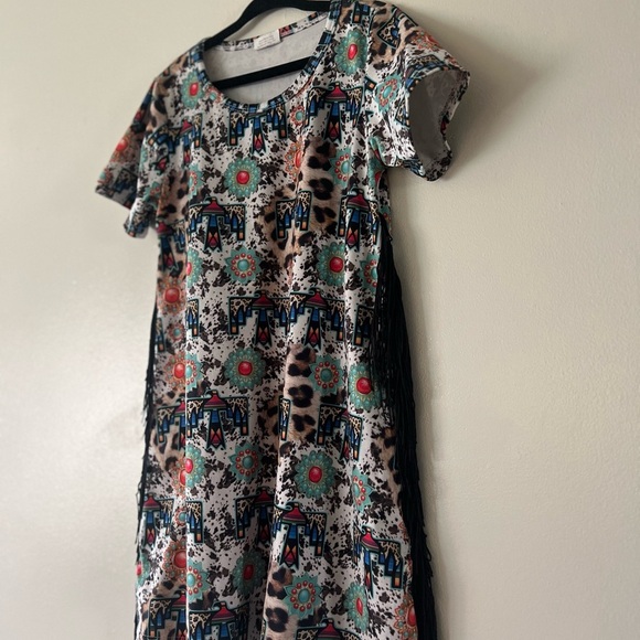 Western Patterned Kids Casual Dress - Picture 2 of 4